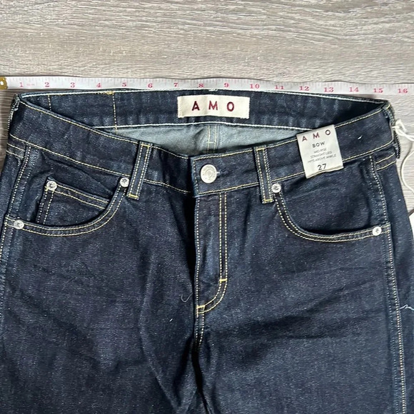 NEW Amo Womens Blue Mid Rise Bow Hem Straight Leg Ankle Jeans Size 27 - Picture 10 of 14